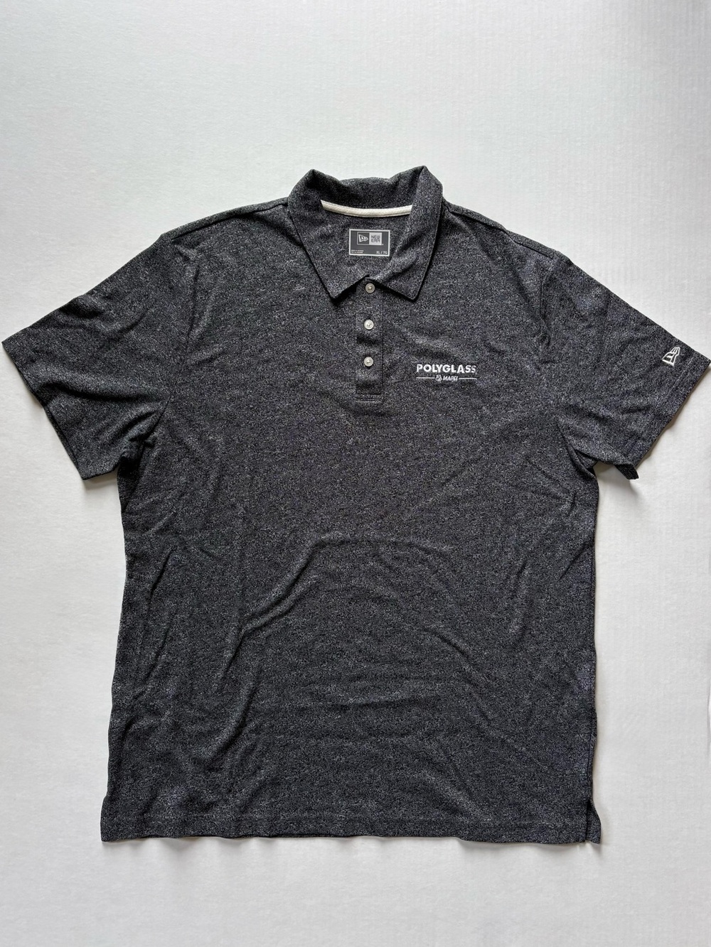 New Era Mens XL Heather Gray Polo Shirt Polyglass Mapei Logo Cotton Blend NWOT